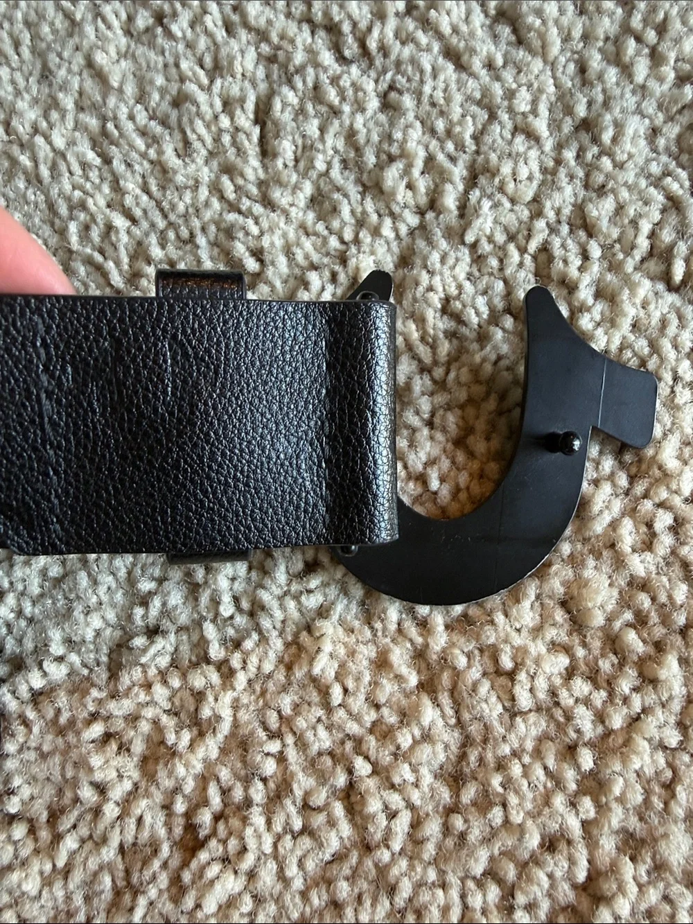 True Religion Brand Men's Black Leather Belt Bag Strap with Signature Embossing
